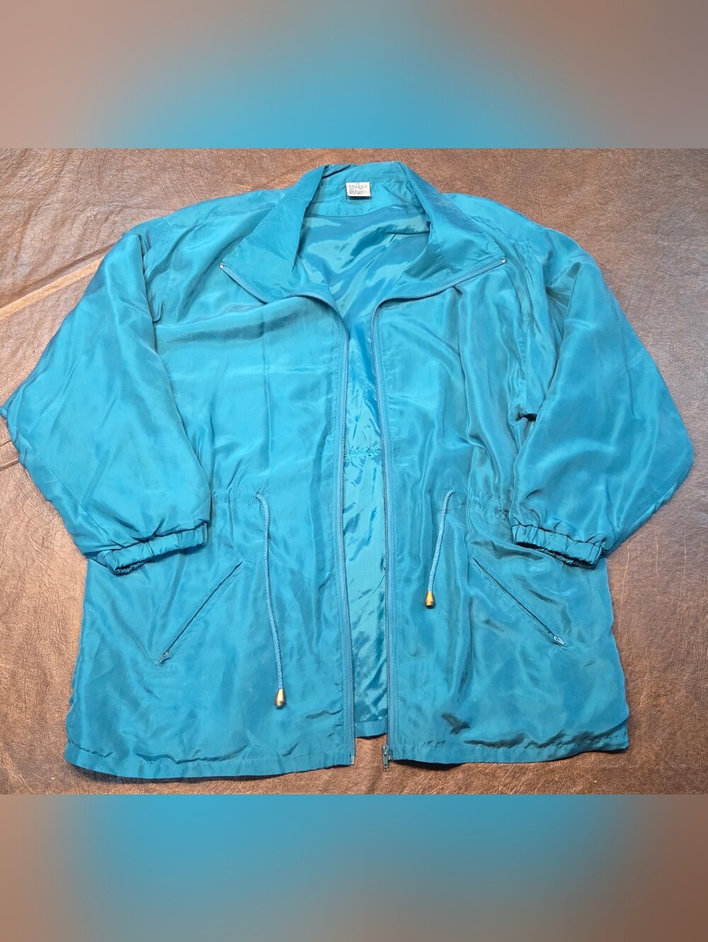 Vintage 1980's 100% Silk Windbreaker With Drawstring Waist